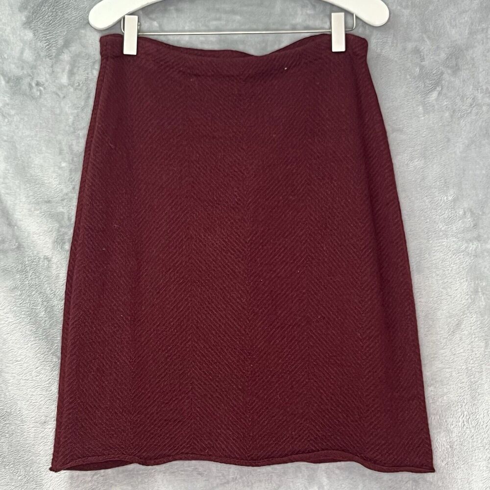 Banana Republic Maroon Deep Red Merino Wool Textured Pencil Straight‎ Skirt S